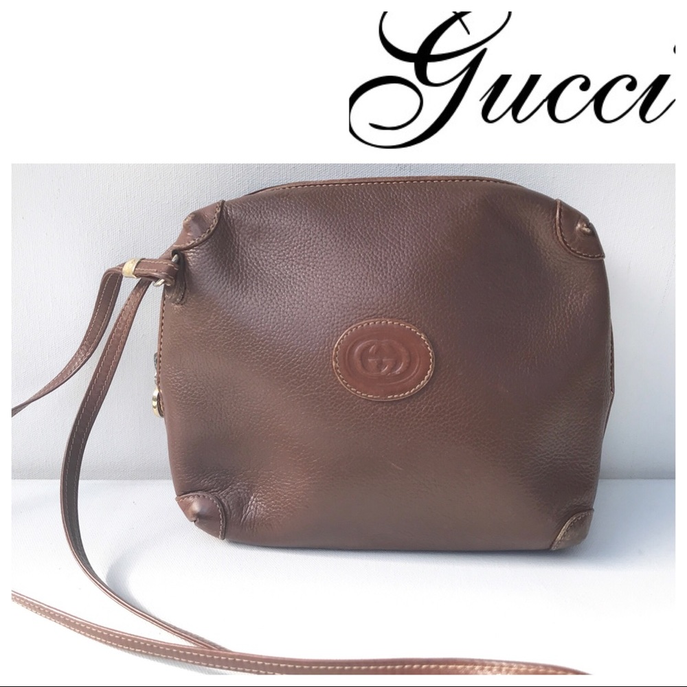 Vintage GUCCI brown crossbody Bag leather Purse